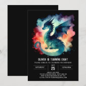 Verjaardag van de minimalistische Fiery Dragon Kaart (Voorkant / Achterkant)