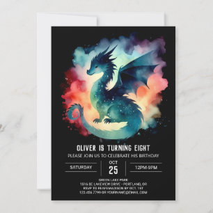 Verjaardag van de minimalistische Fiery Dragon Kaart