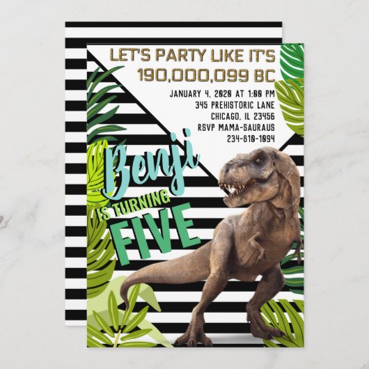 Verjaardag van de moderne dinosaurus kaart (Voorkant / Achterkant)