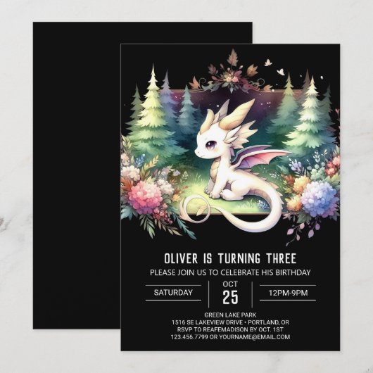 Verjaardag van de moderne fantasy-draak kaart (Voorkant / Achterkant)