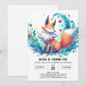 Verjaardag van de moderne Woodland Fox Kaart (Voorkant / Achterkant)