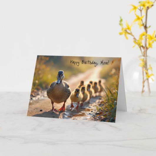 Verjaardag van de moedereend kaart (Gele Bloem)