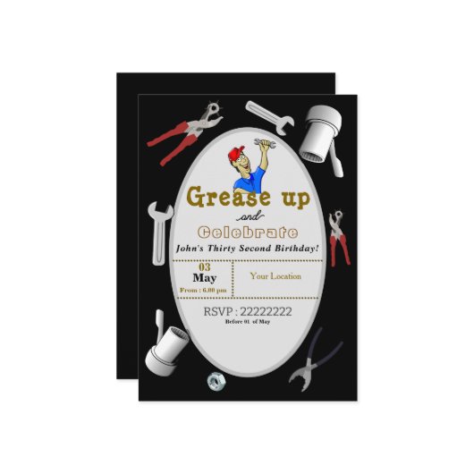 Verjaardag van de monteur kaart (Voorkant / Achterkant in situ)