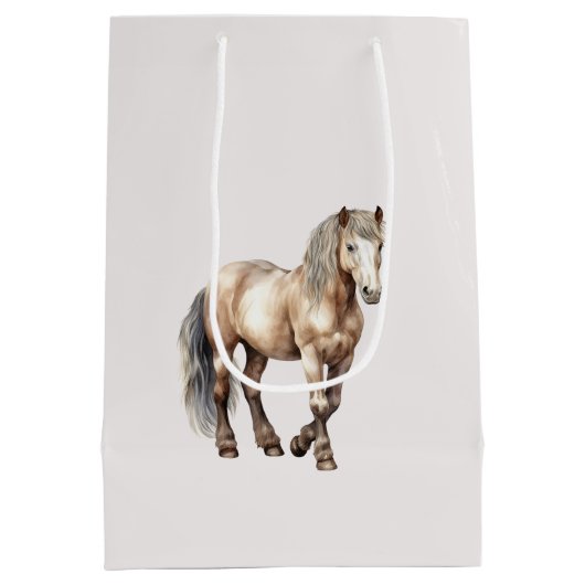 Verjaardag van de paardencrème medium cadeauzakje (Achterkant)