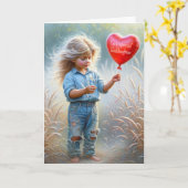 Verjaardag van de peetdochter Red Heart Balloon Kaart (Gele Bloem)