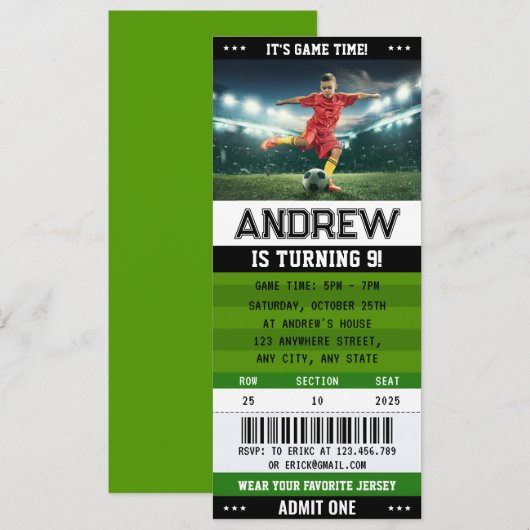 Verjaardag van de Personal Soccer Ticket Club Kaart (Voorkant / Achterkant)