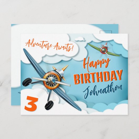 Verjaardag van de piloot van het vliegtuig briefkaart (Voorkant / Achterkant)