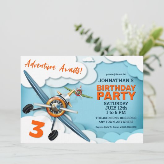 Verjaardag van de piloot van het vliegtuig kaart (Staand voorkant)