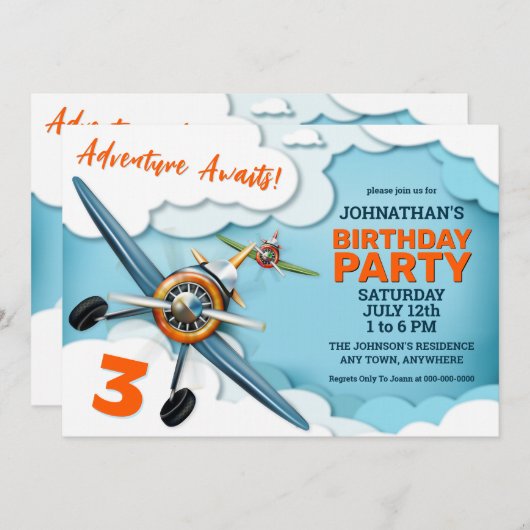 Verjaardag van de piloot van het vliegtuig kaart (Voorkant / Achterkant)