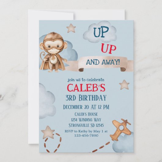 Verjaardag van de piloten van het vliegtuig op en kaart (Voorkant)