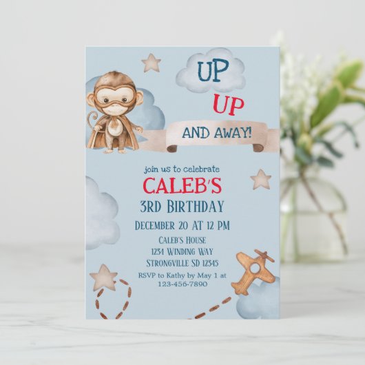 Verjaardag van de piloten van het vliegtuig op en kaart (Staand voorkant)