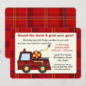 Verjaardag van de Plaid Fire Truck Kaart (Voorkant / Achterkant)