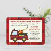 Verjaardag van de Plaid Fire Truck Kaart (Staand voorkant)