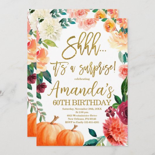 Verjaardag van de Pompoen, Ssst het is een verrass Kaart (Voorkant / Achterkant)