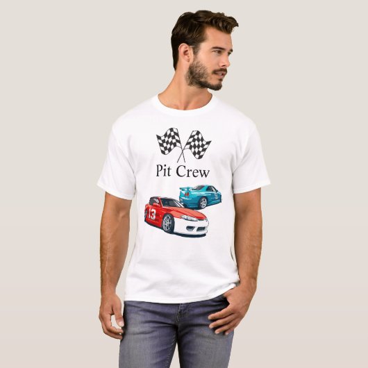 Verjaardag van de raceauto, pitcrew t-shirt (Voorkant volledig)
