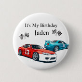 Verjaardag van de raceauto, ronde button 5,7 cm (Voorkant)