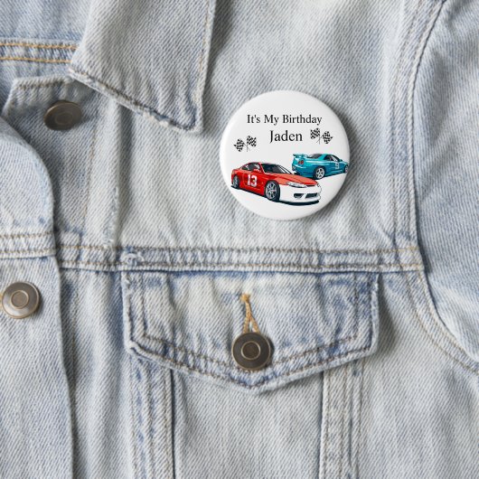 Verjaardag van de raceauto, ronde button 5,7 cm (In situ)