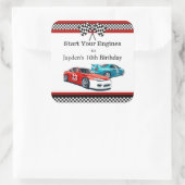 Verjaardag van de raceauto, vierkante sticker (Tas)