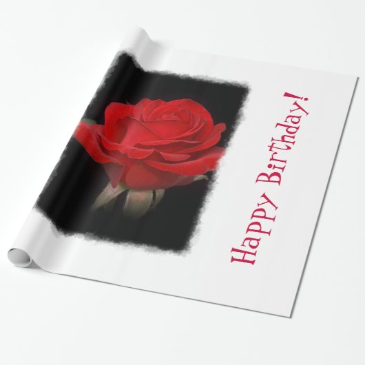 Verjaardag van de rode roos cadeaupapier (Uitgerold)