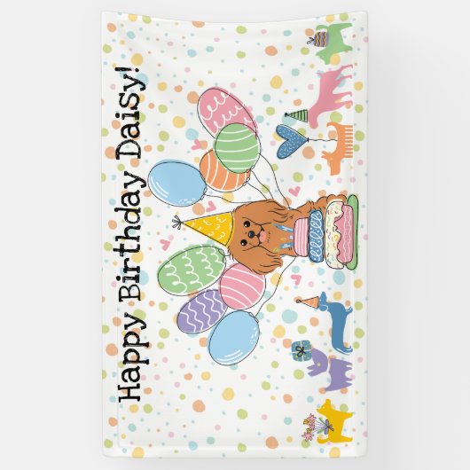 Verjaardag van de Ruby Cavalier King Charles Spani Spandoek (Verticaal)