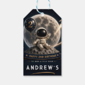 Verjaardag van de ruimtevaarder cadeaulabel (Achterkant)