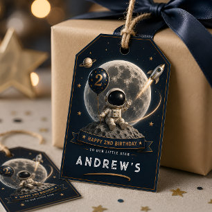 Verjaardag van de ruimtevaarder cadeaulabel