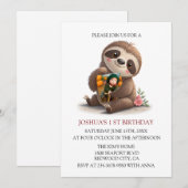 Verjaardag van de schattige luiaard kaart (Voorkant / Achterkant)