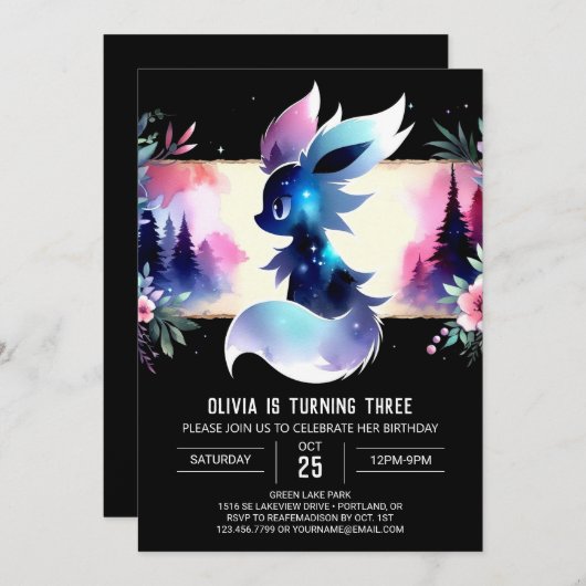 Verjaardag van de Schattige wolf Kaart (Voorkant / Achterkant)