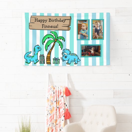 Verjaardag van de Schattigee dinosaurus en de foto Spandoek (Insitu)