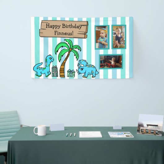 Verjaardag van de Schattigee dinosaurus en de foto Spandoek (Beurs)