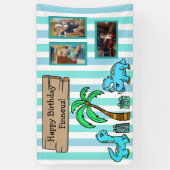 Verjaardag van de Schattigee dinosaurus en de foto Spandoek (Verticaal)