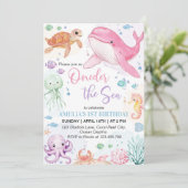 Verjaardag van de Schattigee Oceaandieren van het Kaart (Staand voorkant)