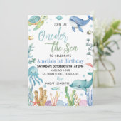 Verjaardag van de Schattigee Oceaandieren van het Kaart (Staand voorkant)