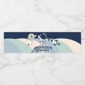 Verjaardag van de Schattigee ruimtevaarder Waterfles Etiket (Enkel label)