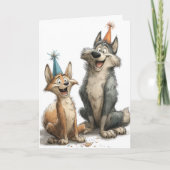 Verjaardag van de Schattigee wolf Kaart (Voorkant)