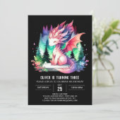 Verjaardag van de Simple Fantasy Dragon Kaart (Staand voorkant)