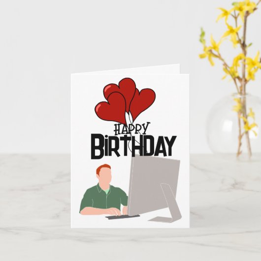 Verjaardag van de software engineer kaart (Gele Bloem)