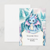 Verjaardag van de speelse draak voor kinderen bedankkaart (Voorkant / Achterkant)