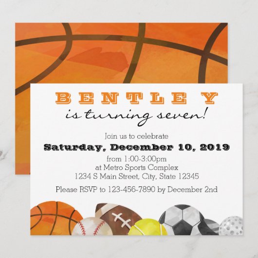 Verjaardag van de sport kaart (Voorkant / Achterkant)