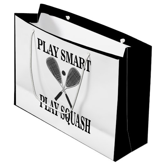 Verjaardag van de squashsportspeler groot cadeauzakje (Voorkant Gekanteld)