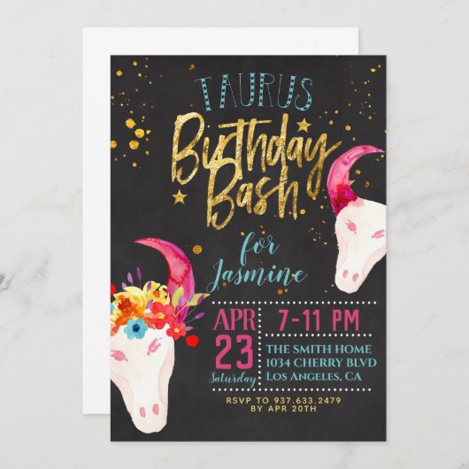 Verjaardag van de Stier Kaart (Voorkant / Achterkant)