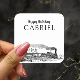 Verjaardag van de stoommachine vierkante sticker