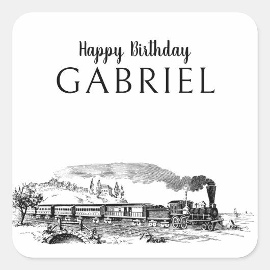 Verjaardag van de  stoommachine vierkante sticker (Voorkant)