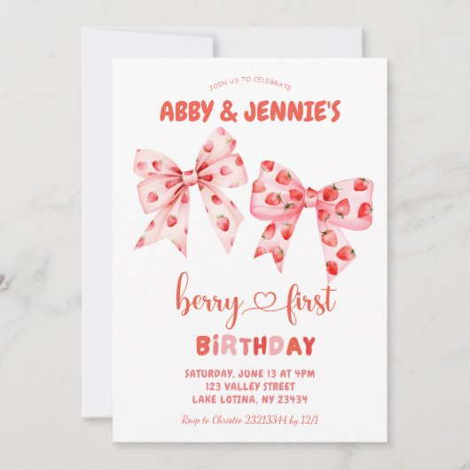 Verjaardag van de tweeling bessen kaart (Voorkant)