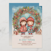 Verjaardag van de tweeling kaart (Voorkant / Achterkant)