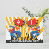 Verjaardag van de tweeling superheld | Jongens bru Kaart (Staand voorkant)