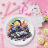 Verjaardag van de Video Controller en hoofdtelefoo Papieren Bordje (Feest)