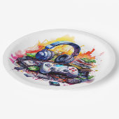 Verjaardag van de Video Controller en hoofdtelefoo Papieren Bordje (Gekanteld)