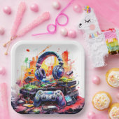 Verjaardag van de Video Controller en hoofdtelefoo Papieren Bordje (Feest)