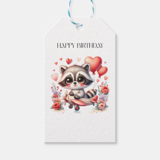 Verjaardag van de vliegende wasbeer cadeaulabel (Voorkant)